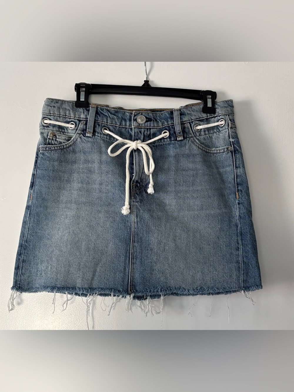 Hudson Jeans Light Blue Denim Mini Skirt with Rope Tie